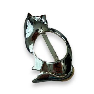 Ultra Craft Goldtone Metal Cat Scarf Brooch Pin